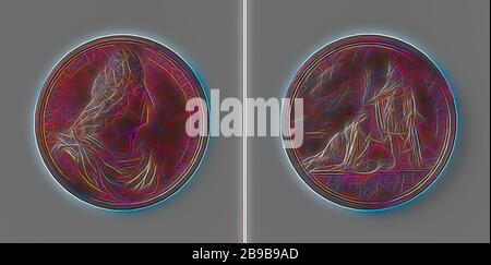 Frieden von Rijswijk, zu Ehren von Ludwig XVI., Bronzemedaille. Vorderseite: Die Büste des Menschen im Inneren. Umgekehrt: Louis spendet in römischer Uniform nach Frankreich, in Form einer knienden Frau mit einem Wappen, Friedenszweig innerhalb eines Kreises, abgeschnitten: Aufschrift, Rijswijk, Ludwig XIV (König von Frankreich), Jérôme Roussel, Paris, 1697, Bronze (Metall), markant (Metallverarbeitung), d 6,9 cm × w 1416 gr, von Gibon neu vorstellbar, Entwurf eines warmfröhlichen Lichts von Helligkeit und Lichtstrahlen. Klassische Kunst mit moderner Note neu erfunden. Fotografie inspiriert von Futurismus, die dynamische Energie moderner Technologie umarmt, mov Stockfoto