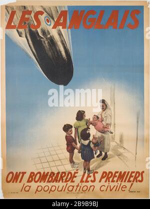 DIE ENGLÄNDER WAREN DIE ERSTE BOMBE "Les Anglais ont bombardé les Premiers". Foto Tramée couleur, 1943. Paris, musée Carnavalet. Stockfoto