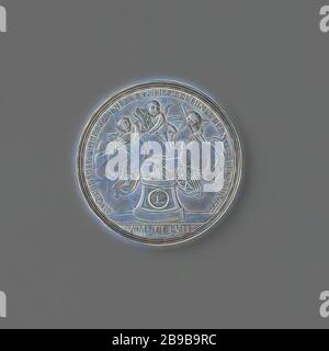 Familie Medaille, 50 Jahre Ehe von Gerrit Hooft, Bürgermeister von Amsterdam und Hester Hinloopen, Silbermedaille. Vorderseite: brennenden Altar, mit Sockel L in eine Schlange rund, oben zwei ballte die Hände von Wolken und drei kleine Engel fliegen mit Rod Bundle mit überstehenden Ax, Wappen und Anker, auf beiden Seiten des Altars ein Wappen in einer Inschrift, Schnitt: Jahr. Rückwärtsgang: Inschrift zwischen zwei Blatt Zweige, beleuchtet durch die himmlischen Lichts, das sagt, daß im hebräischen Namen des Herrn, Amsterdam, Gerrit Gerritsz. Hooft, Hester Hinlopen, Johan George Holtzhey, 1755, silber (Metall), markanten (metalwor Stockfoto