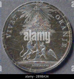 Wiederherstellung von Willem V als Erbe der Stadt, Restaurierung von Willem V als Erbe der Erbe. Silberne Medaille. Vorderseite: orange tree mit drei Äpfel, erleuchtet von allsehende Auge in leuchtenden Dreieck, links von einem Baum ist eine niederländische Lion mit einer Axt in der rechten vorderen Bein, bereit zu einem Baum, auf der rechten Seite der Baum geschnitten ist der preußische Adler, der mit seiner rechten Klaue zurück hält eine Axt und hat einen Flügel für das Schlagen Lion innerhalb eines Kreises, Schnitt: Unterschrift. Rückwärtsgang: Inschrift unten Jahr oben gebunden Palm und myrtle Branch, Willem V (Prinz von Oranien-nassau), Barend Christiaan van Calker, Zeist, 1787, Silber (Met Stockfoto