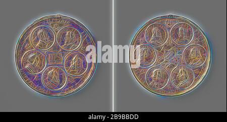 Krönung von Kaiser Matthias, aus einer adligen Familie, Kupfer-Medaille. Vorderseite: 5 portrait Medaillen der Deutschen Kaiser (Karl V., Ferdinand I., Rudolf II., Matthias, Maximilian II.) innerhalb einer Runde. Rückseite: sechs portet Medaillen der Deutschen Kaiser (Rudolf I, Albert I, Albert II., Maximilian I., Friedrich III., Friedrich III.) Mit zwischen den Armen des Oosterijk in einem Umfang., Karl V. von Habsburg (Deutsche Kaiser und König von Spanien), Ferdinand I. von Habsburg (Deutscher Kaiser), Maximilian II (Deutscher Kaiser), Rudolf II. von Habsburg (Deutscher Kaiser), Matthias von Österreich (römisch-deutschen Kaisers), Rudolf Stockfoto