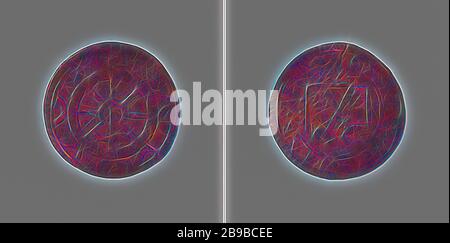 Catharina Guesthouse aus Leiden, Ohrenlob, Kupfermedaillen. Vorne: Kröntes Rad. Umgekehrt: Wappen mit Jahreseinband, Leiden, Sint-Catharinagasthuis (Leiden), anonym, 1573, Kupfer (Metall), auffallend (Metallverarbeitung), d 2,1 cm × w 0,92 gr, von Gibon neu vorstellbar, Design von warmem, fröhlichem Leuchten von Helligkeit und Lichtstrahlen. Klassische Kunst mit moderner Note neu erfunden. Fotografie, inspiriert vom Futurismus, die dynamische Energie moderner Technologie, Bewegung, Geschwindigkeit und Kultur revolutionieren. Stockfoto