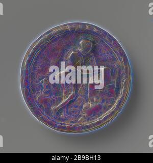 Chirurgenzunft in Amsterdam, Gildenmedaille von Hendrick Smeeckes, Chirurg, Brass Medal. Obvers: Tot, als Skelett dargestellt, mit rechtem Arm auf Sanduhr und mit linkem Ellbogen, der innerhalb des Blattkranzes auf den Flügelaltar gelehnt ist. Reverse: Aufschrift, Amsterdam, Hendrick Smeeckes, anonym, 1688, Messing (Legierung), Gravur, d 3 cm × w 13,88 gr, von Gibon neu vorgestellt, Design von warmem fröhlichem Leuchten von Helligkeit und Lichtstrahlen. Klassische Kunst mit moderner Note neu erfunden. Fotografie, inspiriert vom Futurismus, die dynamische Energie moderner Technologie, Bewegung, Geschwindigkeit und Kultur revolutionieren. Stockfoto