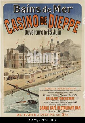 BADEMEER, CASINO DE DIEPPE Jules Chéret. "Bains de mer, Casino de Dieppe". Lithographie. Im Jahr 1886. Paris, musée Carnavalet. Stockfoto