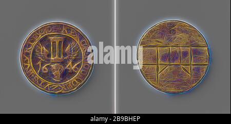 Nachbarschaft der Noorderzijde-Kirche in den Haag, Trauermedaille mit Nr. 6, Brass Medal. Obvers: Geflügelte Sanduhr über dem Schädel zwischen der Jahresinnen-Aufschrift. Umgekehrt: Die Zahl 6 oben ist offensichtlich, Northern Side, Anonymous, The Hague, 1646, Messing (Legierung), Gravur, d 4,1 cm × w 33,61 gr, von Gibon neu vorgestellt, Design von warmem, fröhlichem Leuchten von Helligkeit und Lichtstrahlen. Klassische Kunst mit moderner Note neu erfunden. Fotografie, inspiriert vom Futurismus, die dynamische Energie moderner Technologie, Bewegung, Geschwindigkeit und Kultur revolutionieren. Stockfoto