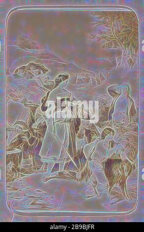 Fotoreproduktion eines (vermutlich) Druckes auf der Grundlage von Arbeiten von W. von Kaulbach: Die Lebensgefährtin ist eine junge Frau, junge Frau, Jungfrau, Andries Jager, Amsterdam, aus dem Werk von JW von Goethe-Institut 1860 - c 1890, Papier, Fotopapier, Pappe, Albumindruck, h 77 mm × w 55 mm, von Gibon neu vorgestellt, Design von warmfröhlichem Leuchten von Helligkeit und Lichtstrahlen. Klassische Kunst mit moderner Note neu erfunden. Fotografie inspiriert von Fut Stockfoto