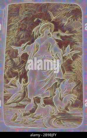 Fotoreproduktion von (vermutlich) einem auf der Arbeit von W. von Kaulbach basierenden Druck: Lili (Lily's Park) Lili (Lily's Park) W. von Kaulbach (Titel auf Objekt), Teil des Fotoalbums mit 16 Cartes - der Besuch weiblicher Figuren aus dem Werk von JW von Goethe-Institut, Jugendliche, junge Frau, Jungfernfrau, Andries Jager, Amsterdam, c 1860 - c 1890, Papier, Fotopapier, Pappe, Albumindruck, h 82 mm × w 55 mm, von Gibon neu vorgestellt, Design von warmfröhlichem Leuchten von Helligkeit und Lichtstrahlen. Klassische Kunst mit moderner Note neu erfunden. Fotografie, inspiriert vom Futurismus, mit dynamischer Energie der Moderne Stockfoto