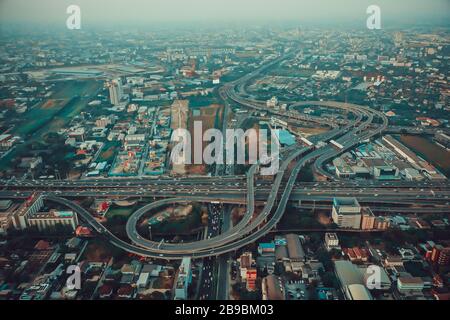 Bangkok Luftbild, über dem Bezirk Ekkamai in Thailand Stockfoto