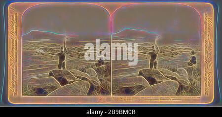 Britische Signale vom Hospital Hill zum New Zealand Hill während des in Kraft getretenen Reconnissance, 7. Februar - Südafrika, Underwood und Underwood, 1900, neu von Gibon vorgestellt, Design von warmem, fröhlichem Leuchten von Helligkeit und Lichtstrahlen. Klassische Kunst mit moderner Note neu erfunden. Fotografie, inspiriert vom Futurismus, die dynamische Energie moderner Technologie, Bewegung, Geschwindigkeit und Kultur revolutionieren. Stockfoto