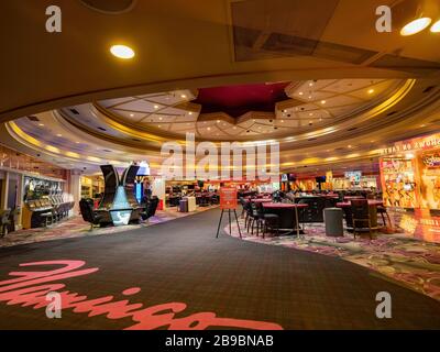 Las Vegas, MAR 23, 2020 - Innenansicht des geschlossenen Flamingo-Casinos Stockfoto