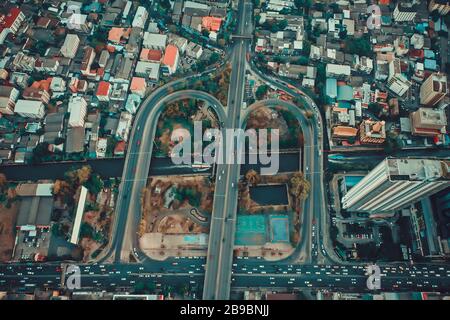 Bangkok Luftbild, über dem Bezirk Ekkamai in Thailand Stockfoto