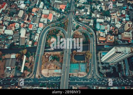 Bangkok Luftbild, über dem Bezirk Ekkamai in Thailand Stockfoto