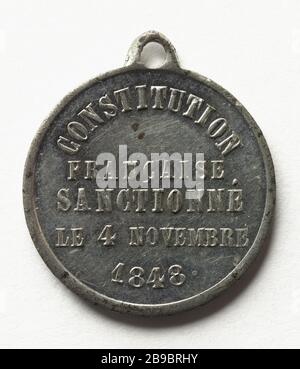 Annahme der Verfassung der zweiten Republik, 4. November 1848 (Dummy-Titel) Anonyme. "Adoption de la Constitution de la IIème République", 4 novembre 1848 (Avers). Paris, musée Carnavalet. Stockfoto