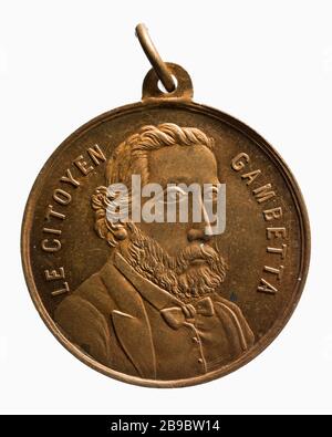 Leon Gambetta (1848-1882), Mitglied der Regierung der nationalen Verteidigung, 1870-1871 (Dummy-Titel) Léon Gambetta (1848-1882), membre du gouvernement de la défense nationale. Laiton, entre 1870 und 1871. Paris, musée Carnavalet. Stockfoto