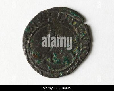 Soldino d'Asti (?) De billon de Louis, 1498-1514 Anonyme. Soldino d'Asti (?) De billon de Louis, (1462-1515). Billon. 1498-1514. Paris, musée Carnavalet. Stockfoto