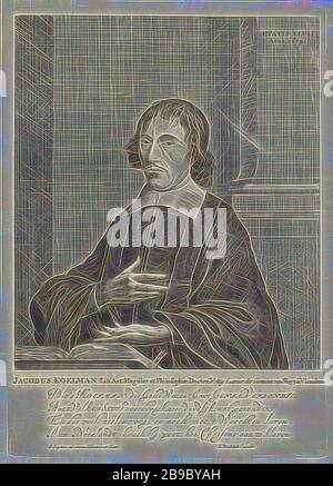 Porträt von Jacobus Koelman, Jacobus Koelman, Doktor der Philosophie und reformierter Minister in Sluis, Jan Luyken (erwähnt am Objekt), Amsterdam, 1679 - 1712, Papier, Gravur, h 315 mm × w 221 mm, von Gibon neu vorgestellt, Entwurf eines warmen, fröhlichen Lichtreichens. Klassische Kunst mit moderner Note neu erfunden. Fotografie, inspiriert vom Futurismus, die dynamische Energie moderner Technologie, Bewegung, Geschwindigkeit und Kultur revolutionieren. Stockfoto