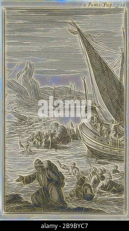 Schiff des Schriftstellers Jean de Thevenot von Piraten überwältigt, rechts oben markiert: I. Partie Pag. 710 (handschriftlich), Segelschiff, Segelboot, Pirat, Corsair, buccaneer, Jan Luyken, 1689, Papier, Radierung, h 143 mm × w 84 mm, von Gibon neu vorgestellt, Design von warmfröhlichem Leuchten von Helligkeit und Lichtstrahlen. Klassische Kunst mit moderner Note neu erfunden. Fotografie, inspiriert vom Futurismus, die dynamische Energie moderner Technologie, Bewegung, Geschwindigkeit und Kultur revolutionieren. Stockfoto