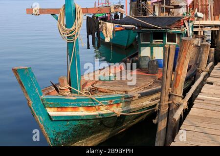 Fischerdorf in Sihanoukville Port, Sihanouk Province, Kambodscha, Asien Stockfoto