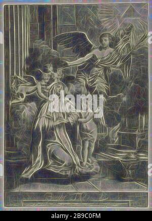 Der hl. Theresia von Ávila, Gründer des Ordens der Unbeschuhten Karmeliten, mit gefalteten Händen im Gebet. Sie ist in der Gewohnheit der Karmeliten umgeben und wird von Putten umgeben. Ein Engel hat auf der linken Seite, die mit einem Pfeil beten Theresia hingewiesen hat. Im Himmel über der Engel steht ein Dreieck, das Symbol Gottes, des Vaters, die Gründerin der Reformierten (Unbeschuhten Karmeliten), T (h) eres (i) ein oder Avila, mögliche Attribute: Engel, Pfeil, Taube, Herz (Flaming oder von einem Pfeil durchbohrt), Dreieck (innerhalb des Kreises), mit Augen- oder tetragram, Trinity (Variante), Pieter Van den Berge (mentione Stockfoto