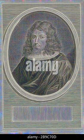 Porträt von Johannes Lundius, Büste links von Johannes Lundius in einem Oval. Unter dem Porträt ein leeres Feld für seinen Namen., Jacob Houbraken, Amsterdam, 1708 - 1708, 1708, 170er, Papier, Gravur, h 285 mm × w 179 mm, von Gibon neu vorgestellt, Design von warmfröhlichem Leuchten von Helligkeit und Lichtstrahlen. Klassische Kunst mit moderner Note neu erfunden. Fotografie, inspiriert vom Futurismus, die dynamische Energie moderner Technologie, Bewegung, Geschwindigkeit und Kultur revolutionieren. Stockfoto