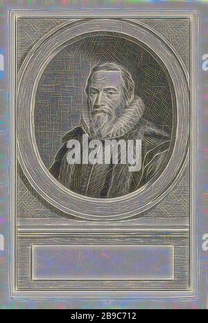 Porträt von Johan van Oldenbarnevelt, Büste links von Johan van Oldenbarnevelt in einem Oval. Das Porträt ruht auf einer Sockelplatte mit leerem Feld vor seinem Namen., Johan van Oldenbarnevelt, Jacob Houbraken, Amsterdam, 1747 - 1759, Papier, Gravur, h 181 mm × w 117 mm, von Gibon neu vorstellbar, Design von warmem fröhlichem Leuchten von Helligkeit und Lichtstrahlen. Klassische Kunst mit moderner Note neu erfunden. Fotografie, inspiriert vom Futurismus, die dynamische Energie moderner Technologie, Bewegung, Geschwindigkeit und Kultur revolutionieren. Stockfoto