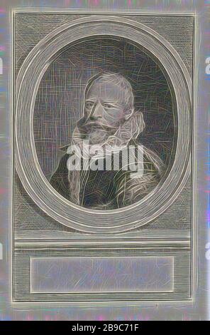 Porträt von Rombout Hogerbeets, Büste links von Rombout Hogerbeets in einem Oval. Das Porträt ruht auf einer Sockelplatte mit leerem Feld vor seinem Namen, Rombout Hogerbeets, Jacob Houbraken, Amsterdam, 1747 - 1759, Papier, Gravur, h 180 mm × w 113 mm, von Gibon neu vorstellbar, Design von warmem fröhlichem Leuchten von Helligkeit und Lichtstrahlen. Klassische Kunst mit moderner Note neu erfunden. Fotografie, inspiriert vom Futurismus, die dynamische Energie moderner Technologie, Bewegung, Geschwindigkeit und Kultur revolutionieren. Stockfoto