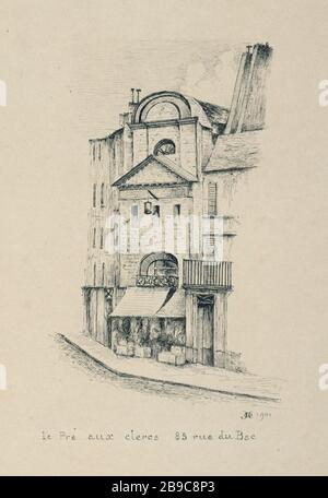 HENRI CHAPEL - VORARBEITER Henri Chapelle. "Le Pré-aux-Clercs, 85 rue du Bac, 1901". Dessin. Paris, musée Carnavalet. Stockfoto