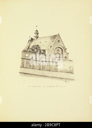 [Altes Paris] die Kapelle des Krankenhauses Saint Louis, 1910 Henri Chapelle (1850-1925), dessinateur français. Le Vieux Paris. La chapelle de l'Hôpital Saint Louis. Pflaume. Paris (Xème arr.), 1910. Paris, musée Carnavalet. Stockfoto