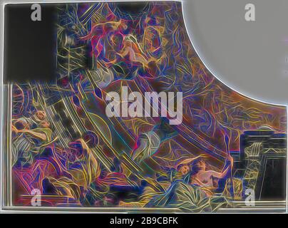 Teil (unten links) eines Deckenbildes mit Diana und ihren Begleitern als Hauptdarstellung, Teil (unten links) eines fünfteiligen Deckenbildes mit Diana und ihren Begleitern als Hauptdarstellung, gemalt für den 'großen Raum' Soestdijk Palast, Soestdijk Palast, Gerard de Lairesse, c 1676 - ca. 1682, Leinwand, Ölfarbe (Farbe), Anstrich, h 290,5 cm × w 394,5 cm × d 4 cm × w 60 kg, von Gibon neu vorgestellt, Design von warmfröhlichem Leuchten von Helligkeit und Lichtstrahlen. Klassische Kunst mit moderner Note neu erfunden. Fotografie, inspiriert von Futurismus, die dynamische Energie moderner Technologie, Stockfoto