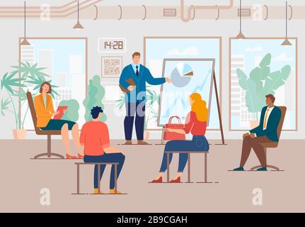 Teamwork Der Mitarbeiter Des Unternehmens Flat Vector Concept Stock Vektor