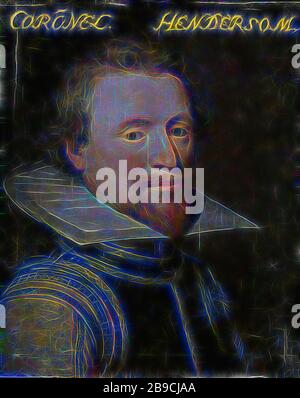 Porträt von Sir Robert Henderson von Tunnegask, Oberst der Scotch Guards, Porträt von Sir Robert Henderson von Tunnegask (gestorben 1622 während der Belagerung von Bergen op Zoom). Kommandeur des Regiments Schotten in den Niederlanden. Büste nach rechts. Teil der Porträts aus dem Stadhouderlijk Hof in Leeuwarden., Jan Antonisz van Ravesteyn (Werkstatt von), c 1609 - c 1633, Platte, Ölfarbe (Farbe), Halterung: h 30,0 cm × w 24,1 cm t 1,0 cm d 3,6 cm, von Gibon neu vorgestellt, Design von warmem, fröhlichem Leuchten von Helligkeit und Lichtstrahlen. Klassische Kunst mit moderner Note neu erfunden. Pho Stockfoto