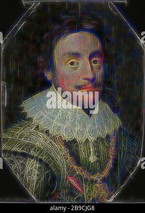 Friedrich V., Kurfürst Palatin (Friedrich I., König von Böhmen, der Winterkönig), Porträt Friedrich V., Kurfürst von der Pfalz, Spitzname Winterkönig. Büste rechts, um den Hals eine Halskette mit Anhänger, Friedrich V. (Kurfürst von der Pfalz, König von Böhmen), Michiel Jansz van Mierevelt (Kopie nach), 1621 oder später Platte, Ölfarbe (Farbe), Stütze: h 24,7 cm × w 18 cm d 5,5 cm, von Gibon neu gestaltet, Design von warmem, fröhlichem Leuchten von Helligkeit und Lichtstrahlen. Klassische Kunst mit moderner Note neu erfunden. Fotografie, inspiriert von Futurismus, mit dynamischer Energie von m Stockfoto