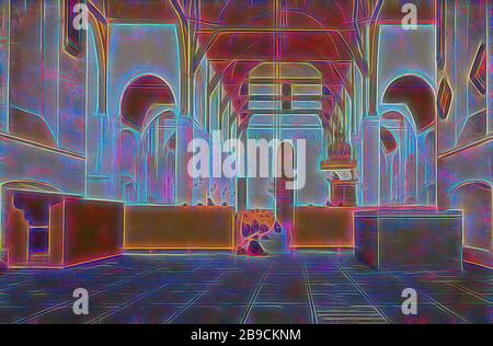 Innenraum der St Odulphus Kirche in Assendelft Innenraum des St Odulphus Kirche in Assendelft Innenraum des St Odulphus Kirche in Assendelft, aus dem Chor in den Westen Chor nach Westen gesehen, während einem Gottesdienst. Auf der rechten Seite, um die Prediger auf der Kanzel. Rechts im Vordergrund ist der Boden der Grabstein von Jan Saenredam, der Vater des Malers, Interieur der Kirche, Evangelische, Kanzel, Ambo, Chor, Sint-Odulphuskerk, Pieter Jansz. Saenredam, 1649, Panel, Ölfarbe (Lack), Support: h 49,6 cm x W 75 cm Rahmen: h 70,4 cm x W 95,6 cm x T 5,7 cm sight Größe: H 49 cm × Stockfoto