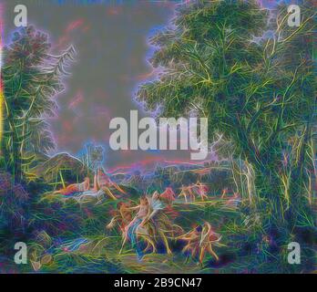 Landschaft mit der Erziehung von Bacchus, Francesco Zuccarelli (italienisch, 1702 - 298), 1744, Öl auf Leinwand, 129,5 × 149,9 cm (51 × 59 Zoll, von Gibon neu erdacht, Design von warmfröhlichem Leuchten von Helligkeit und Lichtstrahlen. Klassische Kunst mit moderner Note neu erfunden. Fotografie, inspiriert vom Futurismus, die dynamische Energie moderner Technologie, Bewegung, Geschwindigkeit und Kultur revolutionieren. Stockfoto