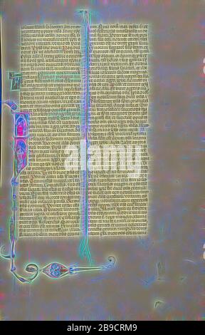 Initial I: Ein Mann, der eine Krone und einen Mann trägt, der arbeitet, Bologna, Emilia-Romagna, Italien, ca. 1280 - 1290, Temperafarben, Blattgold und Tinte auf Pergament, Blatt: 37,5 x 24,8 cm (14 3,4 x 9 3,4 Zoll, von Gibon neu vorgestellt, Design von warmfröhlichem Leuchten von Helligkeit und Lichtstrahlen. Klassische Kunst mit moderner Note neu erfunden. Fotografie, inspiriert vom Futurismus, die dynamische Energie moderner Technologie, Bewegung, Geschwindigkeit und Kultur revolutionieren. Stockfoto