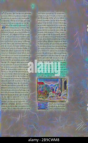 Joseph und Aseneth, Gent, Belgien, ca. 1475, Temperafarben, Blattgold und Goldfarbe auf Pergament, Blatt: 43,8 x 30,5 cm (17 1,4 x 12 Zoll, von Gibon neu erdacht, Design von warmem, fröhlichem Leuchten von Helligkeit und Lichtstrahlen. Klassische Kunst mit moderner Note neu erfunden. Fotografie, inspiriert vom Futurismus, die dynamische Energie moderner Technologie, Bewegung, Geschwindigkeit und Kultur revolutionieren. Stockfoto