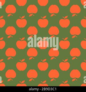 Apfel-Grün-Orange Hintergrund mit nahtlosem Muster Stock Vektor