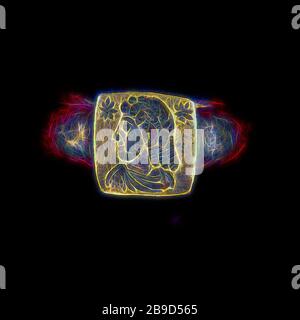 Ring, Römisches Reich, 250 - 400, Gold, 1,9 × 2,6 cm (3,4 × 1 Zoll, von Gibon neu erdacht, Design von warmem, fröhlichem Leuchten von Helligkeit und Lichtstrahlen. Klassische Kunst mit moderner Note neu erfunden. Fotografie, inspiriert vom Futurismus, die dynamische Energie moderner Technologie, Bewegung, Geschwindigkeit und Kultur revolutionieren. Stockfoto