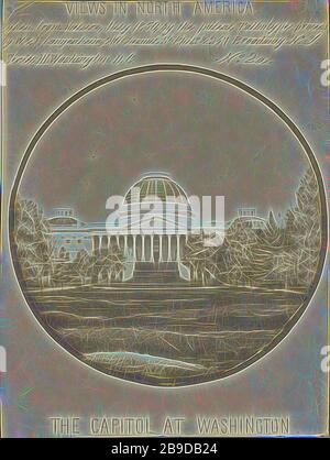 Das Kapitol in Washington, Langenheim Brothers, Frederick und William Langenheim (amerikanisch, geboren in Deutschland, 1841,Then, * * * * * um 1850 in Washington, District of Columbia, Vereinigte Staaten; gesalzter Papierdruck, 9,4 × 9,2 cm (3 11,16 × 3 5,8 Zoll, von Gibon neu erdacht, Design mit warmem, fröhlichem Glanz von Helligkeit und Lichtstrahlen. Klassische Kunst mit moderner Note neu erfunden. Fotografie, inspiriert vom Futurismus, die dynamische Energie moderner Technologie, Bewegung, Geschwindigkeit und Kultur revolutionieren. Stockfoto