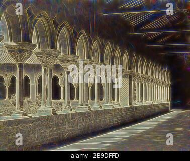 Moissac Cloister, Bisson Frères (Französisch, aktiv zwischen 1840 und 1864), Frankreich, 1857, Albumen Silberdruck, von Gibon neu vorgestellt, Design von warmem, fröhlichem Glanz von Helligkeit und Lichtstrahlen. Klassische Kunst mit moderner Note neu erfunden. Fotografie, inspiriert vom Futurismus, die dynamische Energie moderner Technologie, Bewegung, Geschwindigkeit und Kultur revolutionieren. Stockfoto