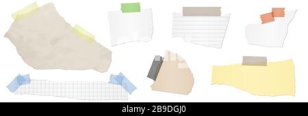 Sammlung verschiedenfarbiger Papierreste mit Klebestreifen Stock Vektor
