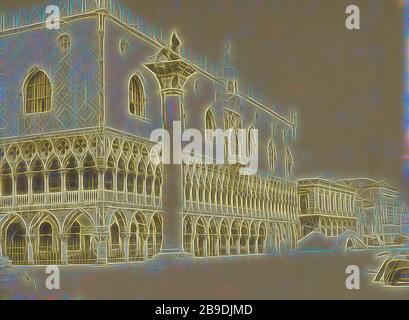 Piazza San Marco, Venedig, Bisson Frères (Französisch, aktiv zwischen 1840 und 1864), Venedig, Italien, Ende der 1850er Jahre, silberner Albumen-Druck, der von Gibon neu vorgestellt wurde, Design von warmem, fröhlichem Glanz von Helligkeit und Lichtstrahlen. Klassische Kunst mit moderner Note neu erfunden. Fotografie, inspiriert vom Futurismus, die dynamische Energie moderner Technologie, Bewegung, Geschwindigkeit und Kultur revolutionieren. Stockfoto