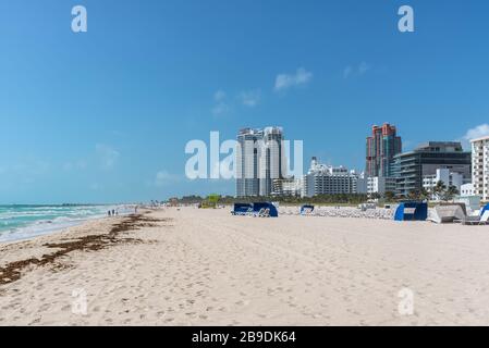 Miami, FL, Vereinigte Staaten - 19. April 2019: Blick auf Miami South Beach, Florida, USA. Stockfoto