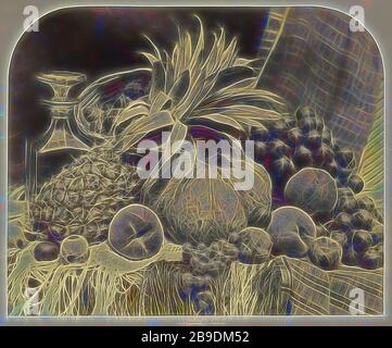 Stillleben mit Obst und Dekanter, Roger Fenton (Englisch, 18-1869), London, England, 1860, Albumen Silberdruck, von Gibon neu vorgestellt, Design von warmfröhlichem Leuchten von Helligkeit und Lichtstrahlen. Klassische Kunst mit moderner Note neu erfunden. Fotografie, inspiriert vom Futurismus, die dynamische Energie moderner Technologie, Bewegung, Geschwindigkeit und Kultur revolutionieren. Stockfoto