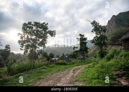 Afrika, Dschibuti, bankouale. Traditionelle Hütten im Dorf Bankouale Stockfoto