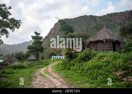 Afrika, Dschibuti, bankouale. Traditionelle Hütten im Dorf Bankouale Stockfoto