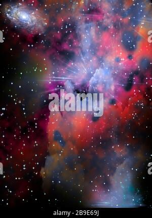 Galaxien und Nebel im tiefen Raum. Stockfoto