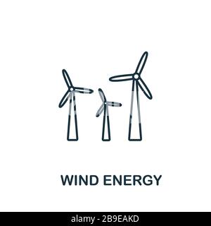 Symbol für Windenergie aus der Sammlung sauberer Energie. Einfaches Linienelement Wind Energy Symbol für Vorlagen, Webdesign und Infografiken Stockfoto