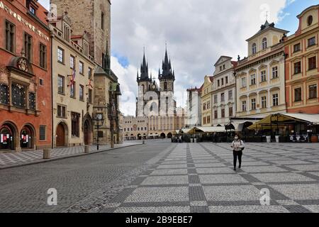 Verlassene Altstadt in Prag, Tschechische Republik, 22. März 2020. (CTK Photo/Marek Spilka) Stockfoto