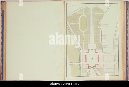 Berichte Marigny; Mr. Chevotet Projekt: Projektplan für den Standort und die Reiterstatue von Louis XV, im Jahre 1753 Jean-Michel Chevotet (1698-173) et Jacques-François Blondel (1705-174). Recueil Marigny; projetet de M. Chevotet : Plan du projet pour la Place et Statue équestre de Louis XV, 1753. Paris, musée Carnavalet. Stockfoto